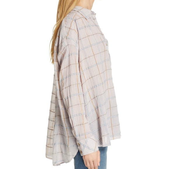 NWT Free People Break My Stripe Plaid Shirt Small - Picture 3 of 5